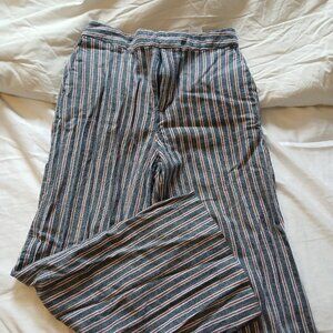 Banana Republic Petite Striped High-Rise Wide-Leg Pant